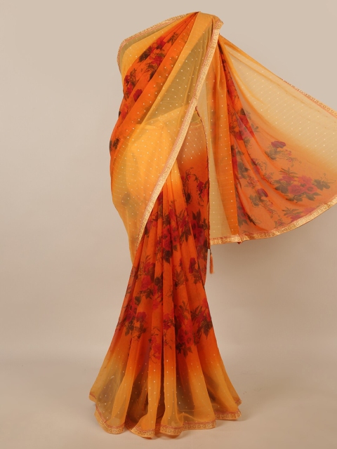 

Pothys Orange & Yellow Floral Saree