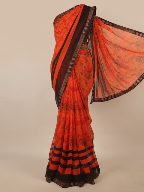 

Pothys Orange & Black Floral Saree