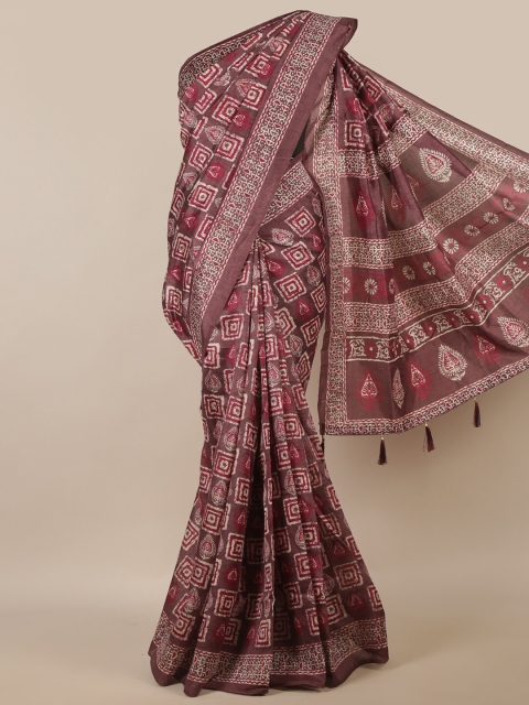 

Pothys Purple & Red Ethnic Motifs Printed Saree
