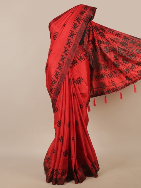 

Pothys Red & Black Ethnic Motifs Printed Saree