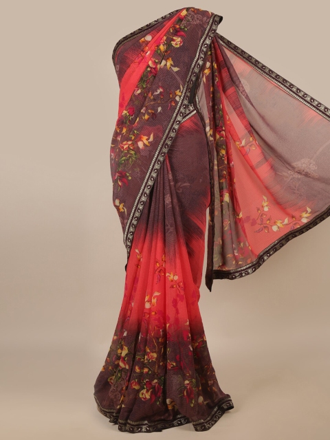 

Pothys Pink & Brown Floral Saree