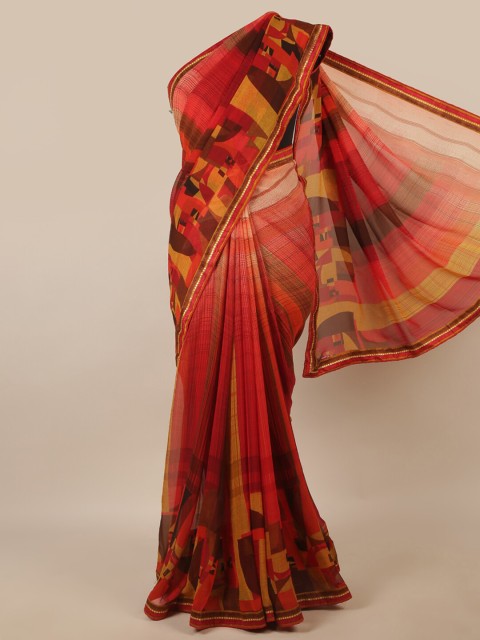 

Pothys Brown & Yellow Printed Saree