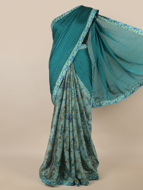 

Pothys Green & Blue Floral Printed Saree