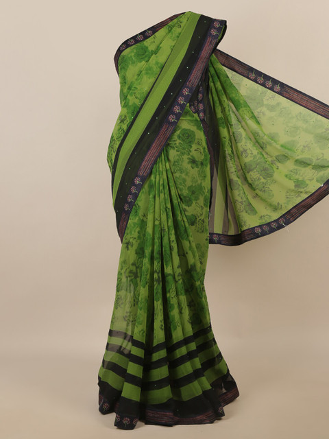 

Pothys Green & Black Floral Saree