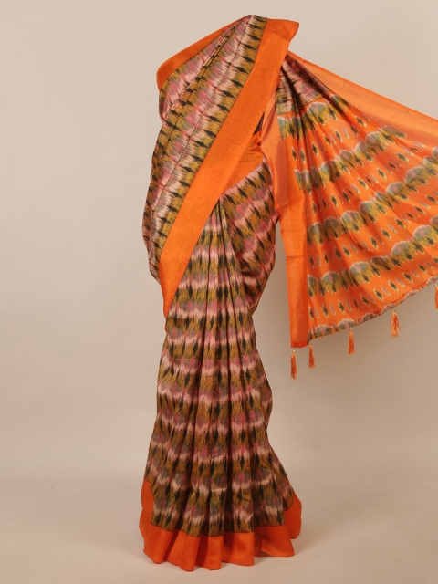 

Pothys Orange & White Ethnic Motifs Saree