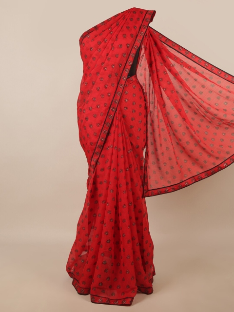 

Pothys Red & White Floral Printed Saree