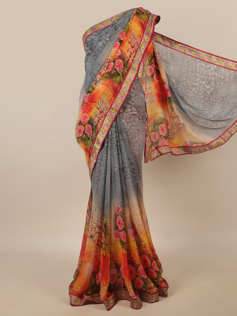 

Pothys Grey & Yellow Floral Saree