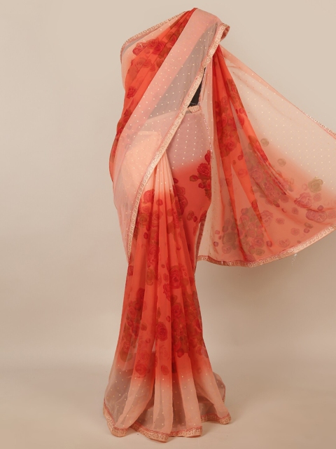 

Pothys Peach-Coloured & Cream-Coloured Floral Saree