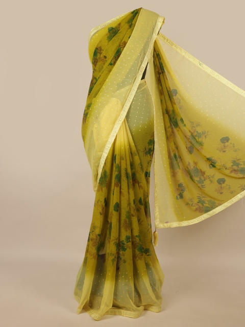 

Pothys Green & Cream-Coloured Floral Printed Saree