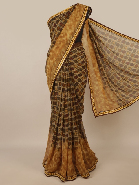 

Pothys Brown & Yellow Printed Saree