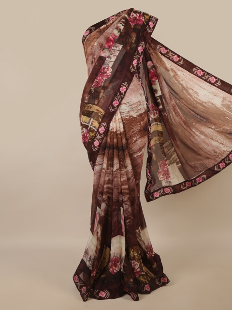 

Pothys Brown & Pink Floral Printed Saree