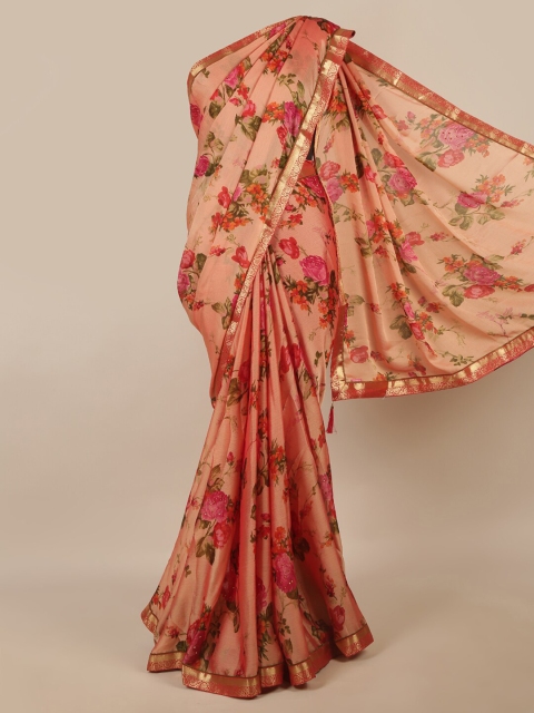 

Pothys Pink & Green Floral Saree