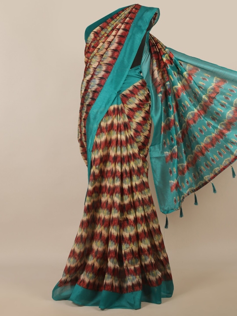

Pothys Turquoise Blue & Maroon Abstract Printed Saree