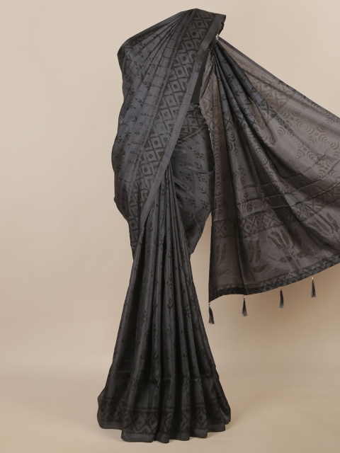 

Pothys Grey & Black Abstract Printed Cotton Blend Saree