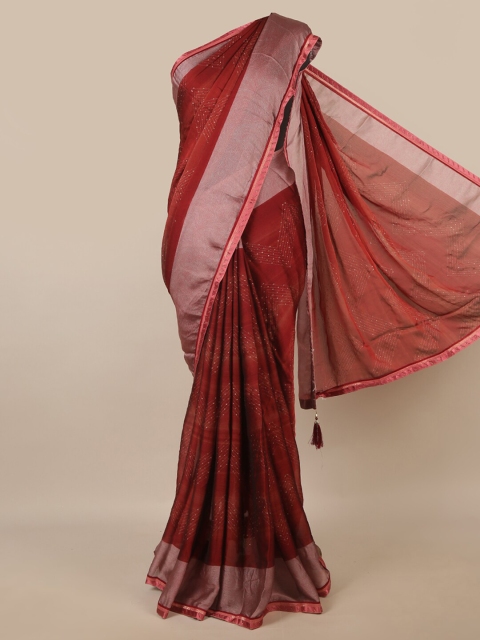

Pothys Maroon & Silver-Toned Saree