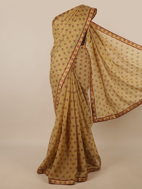

Pothys Cream-Coloured & Maroon Ethnic Motifs Printed Saree