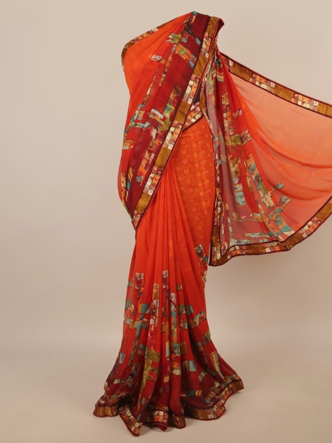 

Pothys Orange & Brown Printed Saree