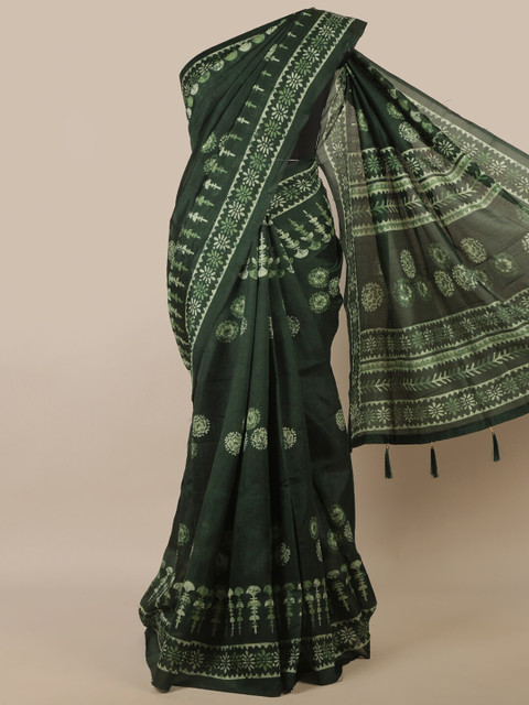 

Pothys Green & White Woven Design Saree