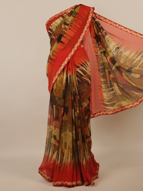 

Pothys Red & Brown Abstract Printed Saree