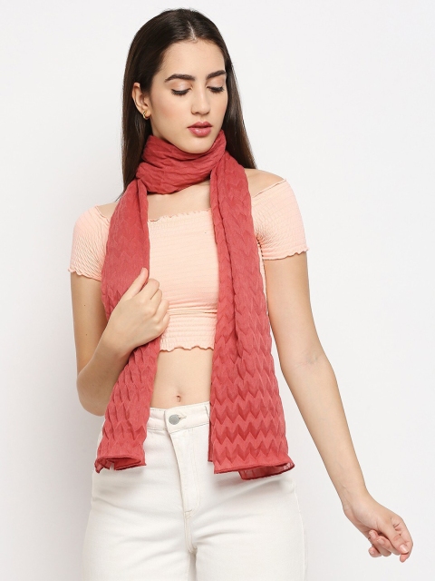 

Get Wrapped Women Coral Self Design Scarf
