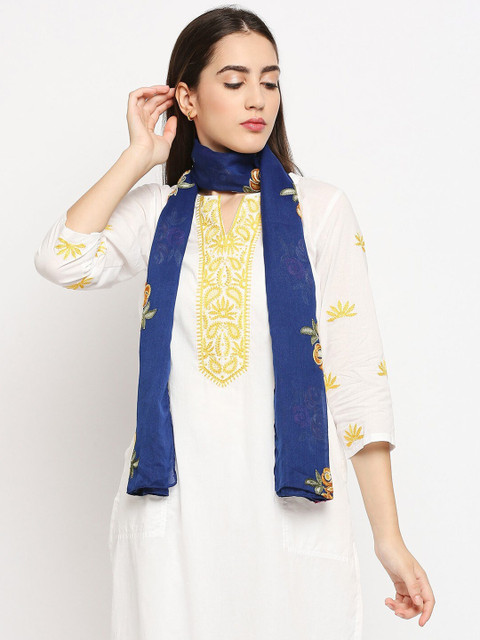 

Get Wrapped Women Blue & Orange Embroidered Scarf