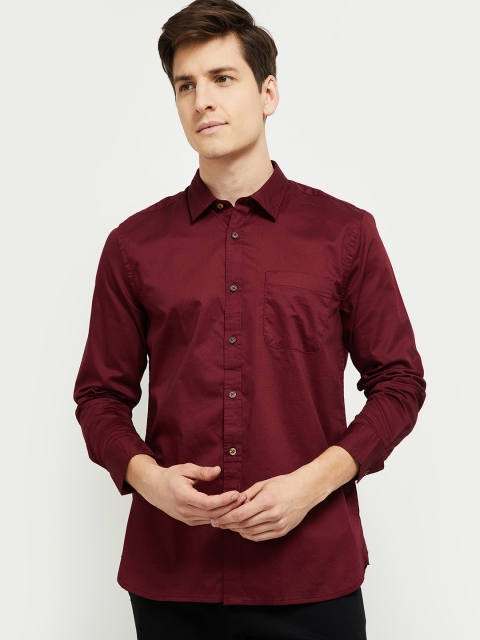max Men Maroon Pure Cotton Casual Shirt