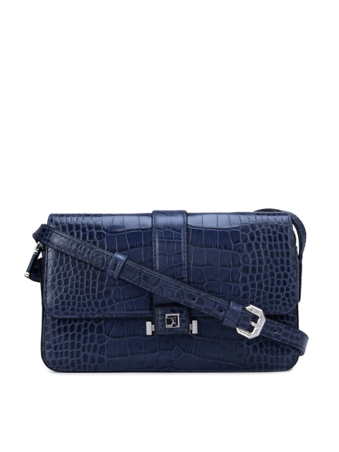 

Da Milano Blue Animal Textured Leather Structured Sling Bag