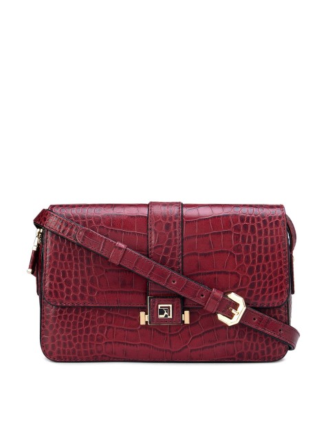 

Da Milano Burgundy Animal Textured Leather Structured Sling Bag