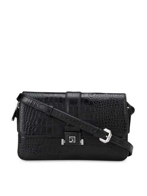 

Da Milano Black Leather Structured Sling Bag