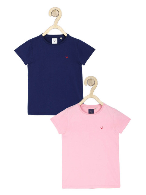 

Allen Solly Junior Girls Pack Of 2 Navy Blue & Pink Extended Sleeves T-shirt
