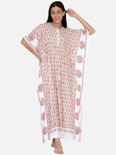 

The Kaftan Company Pink Printed Maxi Nightdress