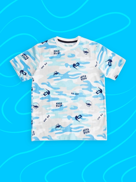 

Pantaloons Junior Boys White & Blue Printed T-shirt