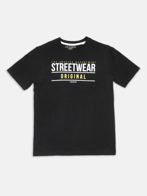 Pantaloons Junior Boys Black Typography Printed T-shirt