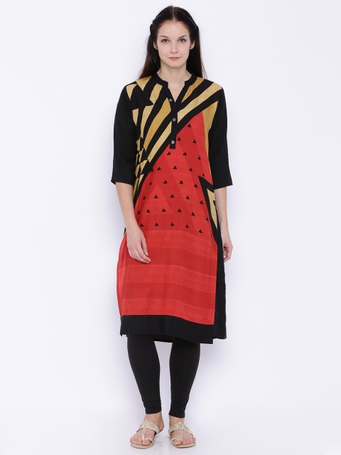 

Soch Outlet Women Black & Red Printed A-Line Kurta