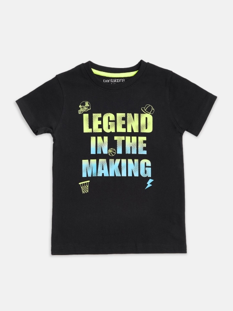

Pantaloons Junior Boys Black Typography Printed T-shirt