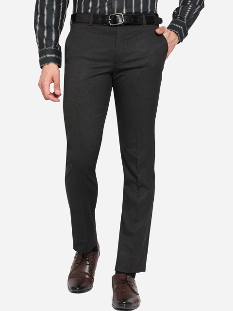 

JB STUDIO Men Grey Slim Fit Wrinkle Free Formal Trousers