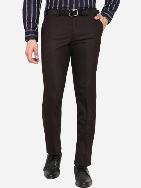 

JB STUDIO Men Brown Slim Fit Solid Formal Trousers