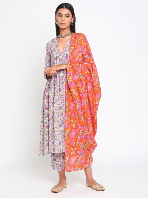 

trueBrowns Orange & Pink Printed Dupatta