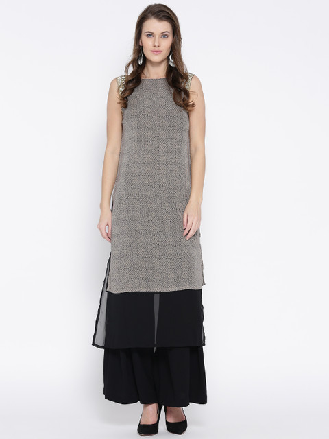 

Soch Outlet Women Black & Brown Printed A-Line Kurta