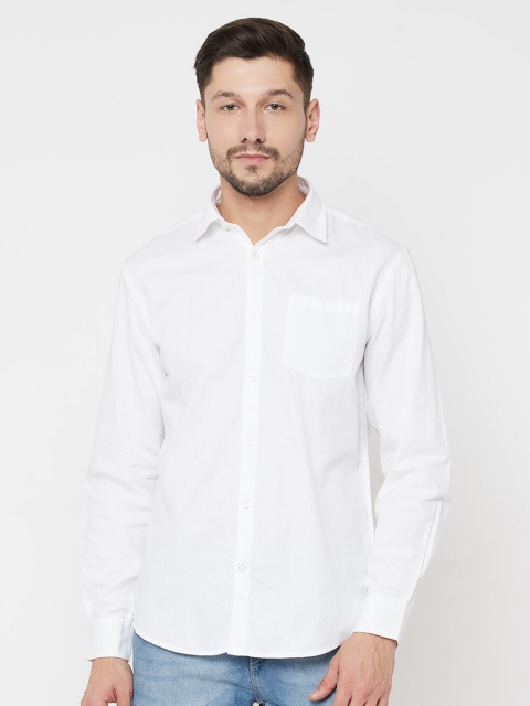 

METTLE Men White Opaque Casual Cotton Shirt