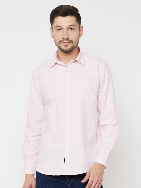 

METTLE Men Pink Solid Casual Shirt