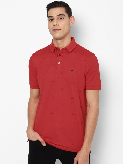 

SIMON CARTER LONDON Men Red Printed Polo Collar Slim Fit T-shirt