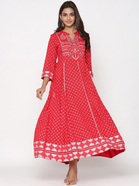 

UNISETS Women Red Ethnic Motifs Printed Anarkali Kurta