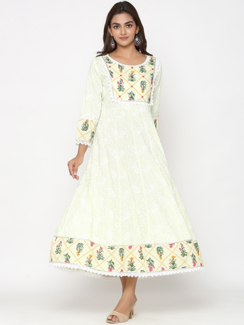 

UNISETS Cream-Coloured Floral Embroidered Ethnic Maxi Dress