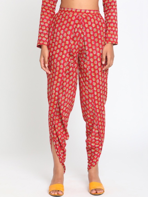 

trueBrowns Women Red & Beige Printed Silk Jodhpuri Pants