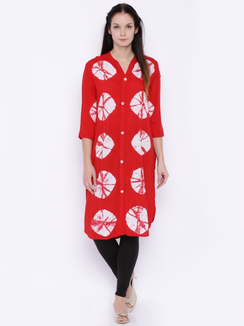 

Soch Outlet Women Red & White Tie-Dyed A-Line Kurta