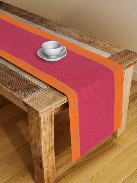 

Fabindia Fuchsia-Pink & Orange Solid Cotton Woven Table Runner