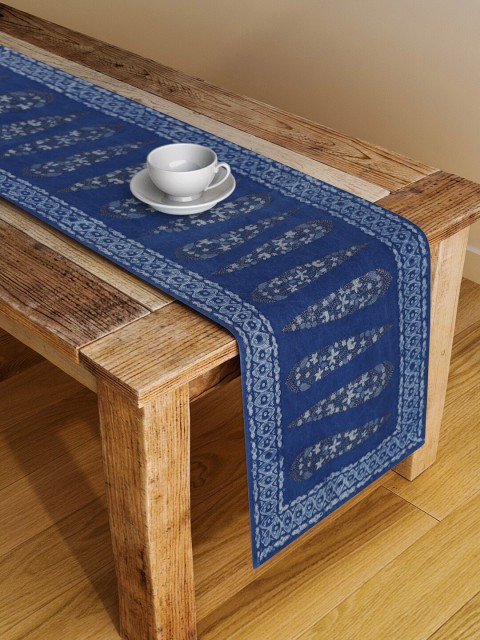 

Fabindia Blue Printed Cotton Table Runner