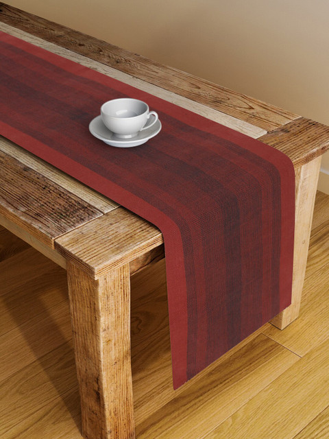 

Fabindia Red & Black Woven-Design Pure Cotton Table Runner