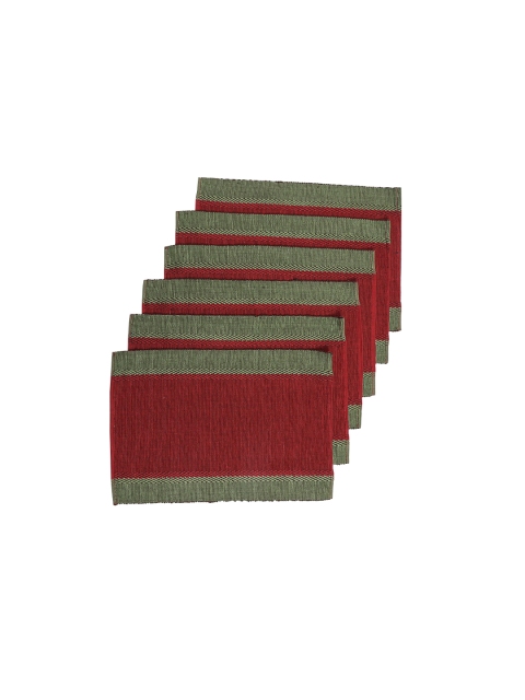 

Fabindia Set of 6 Red & Green Solid Cotton Table Placemats